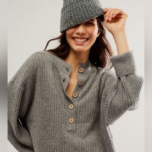 Free People Cashmere Henley (cropped)